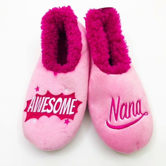 NWT Snoozies Women's Pink Awesome Nana Slippers Medium 7/8 - Picture 1 of 6
